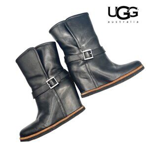Ugg Ellecia Leather Wedge Boot Sz 6